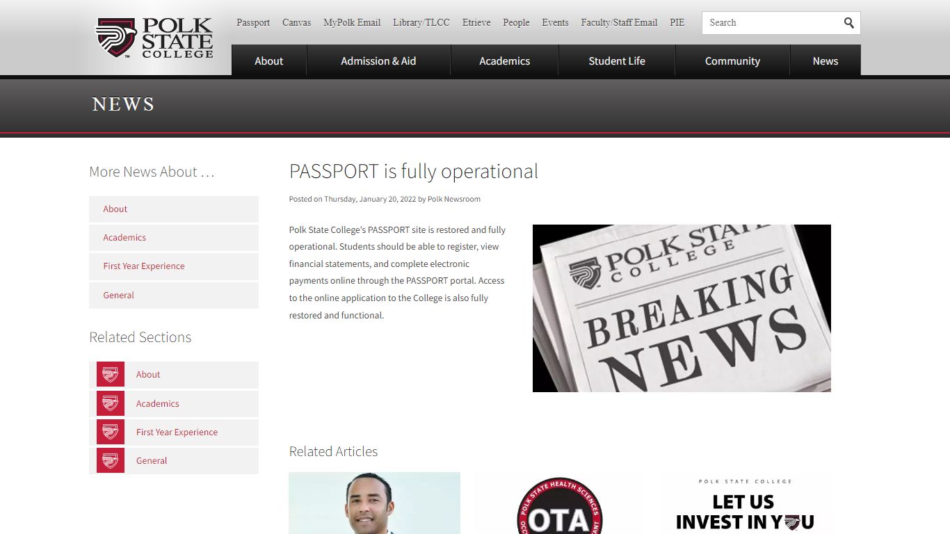 PASSPORT is fully operational | Polk State College